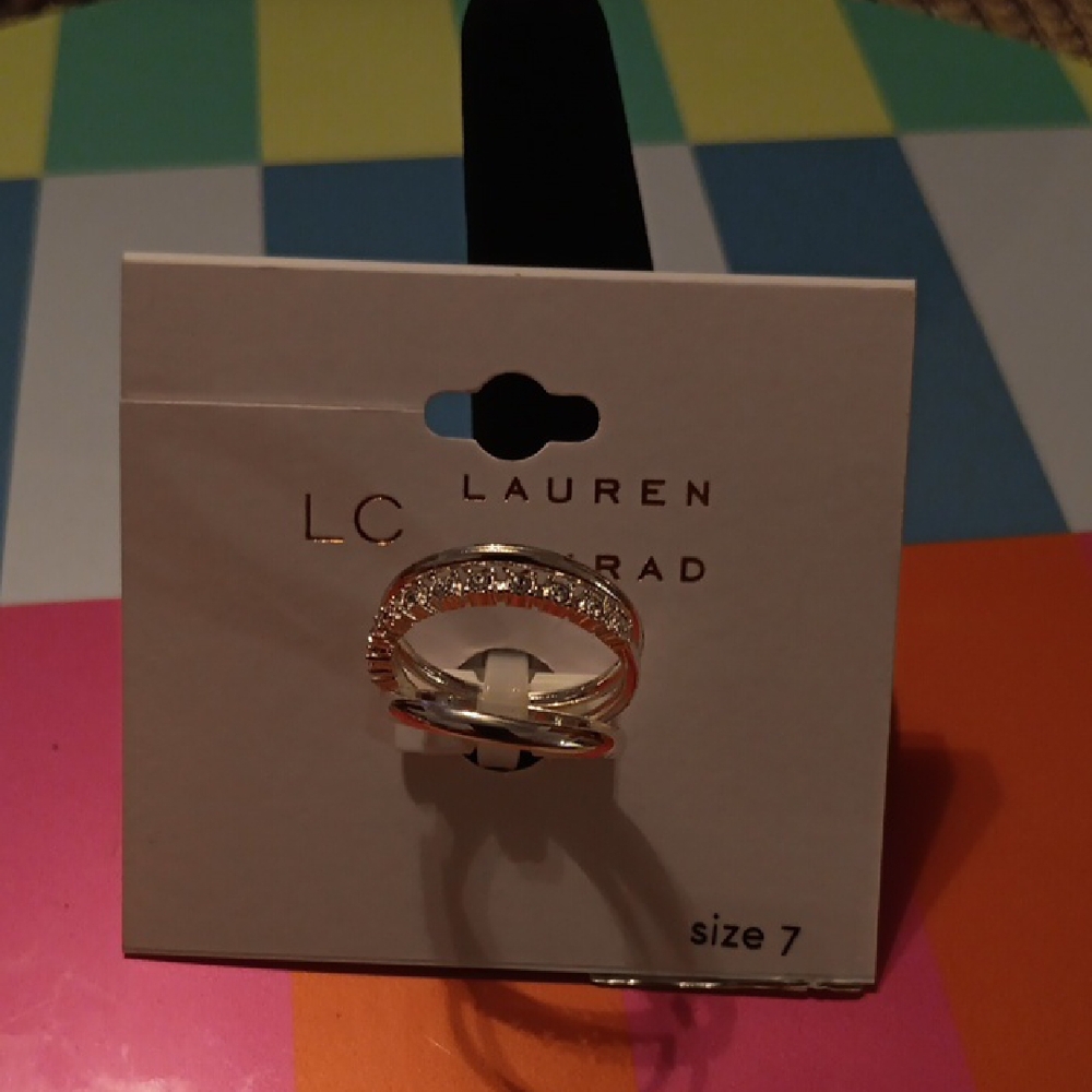 LC Lauren Conrad Silver and Crystal Ring (C)
